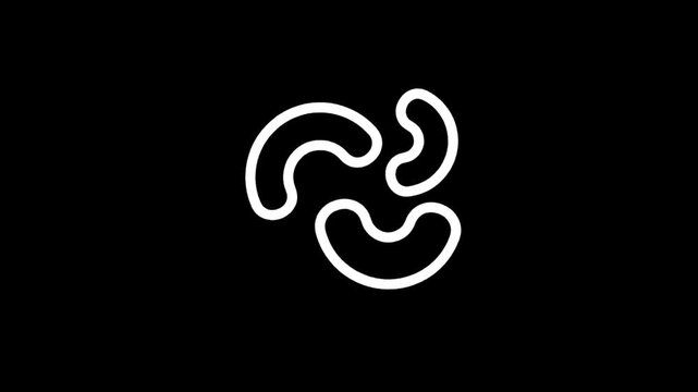 Abstract white organic shapes on a black background, minimalist design