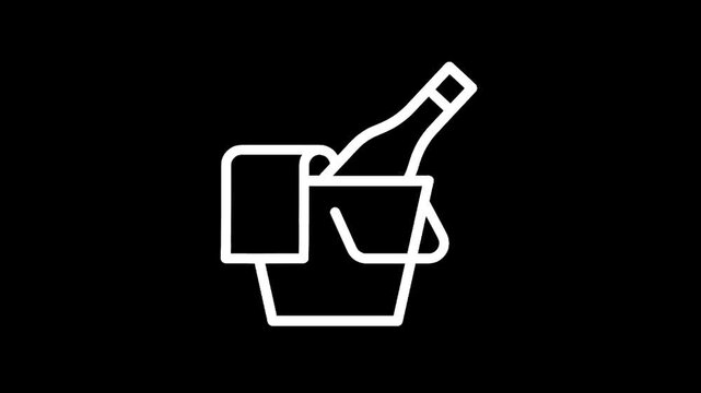 Icon of a bottle of champagne chilling in an ice bucket with a cloth
