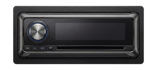 Fototapeta premium In-dash multimedia receiver with detachable faceplate and CD/DVD slot.