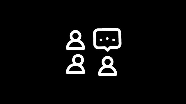 Simple icon representing communication and teamwork with people and speech bubble