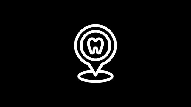 Dental clinic location icon with tooth symbol inside a map marker