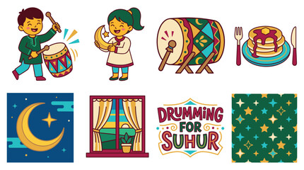 Celebrating Ramadan with traditional drumming and festive food in a vibrant cultural setting