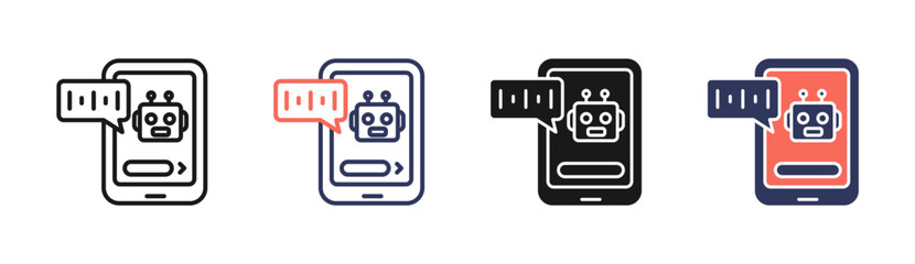 Chatbot Support Icon Set Multiple Style Collection