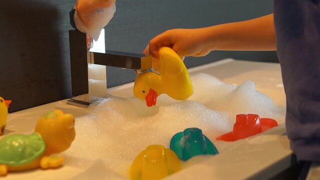 Close-up of thick foam and toys, representing a potentially overwhelming environment for children with sensory overload or ASD.