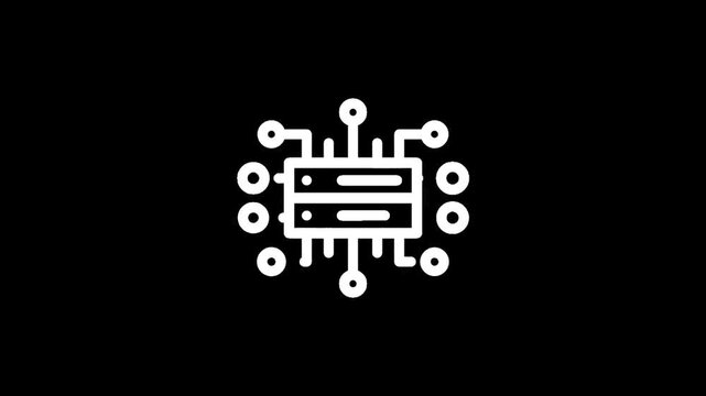 Abstract digital circuit board with central processor and connections