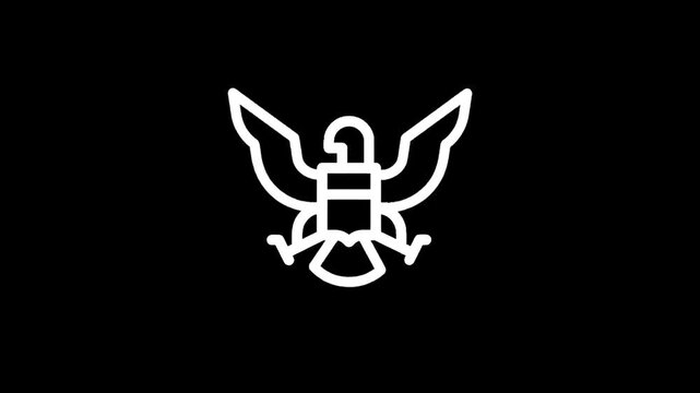Stylized white eagle emblem on a black background, representing freedom and power
