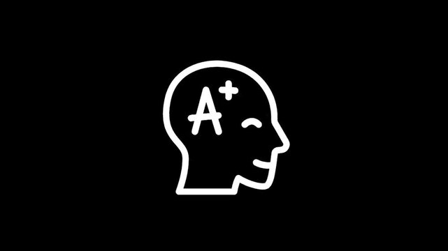 Icon of a human head profile with an A+ grade inside, symbolizing academic success