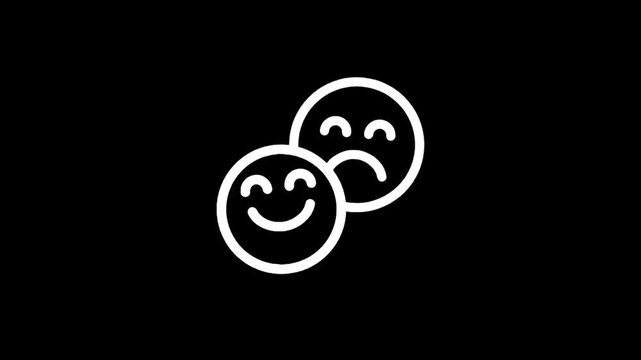 Two contrasting smiley faces, one happy and one sad, symbolizing emotional duality