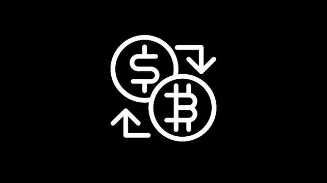 Icon representing the exchange of dollars for bitcoin and vice versa with arrows