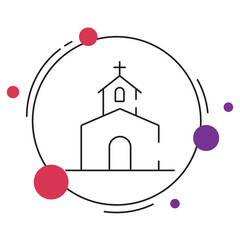 Church icon, Place of Worship, Sacred Christian Sanctuary, House of Prayer, Spiritual Fellowship Center, vector