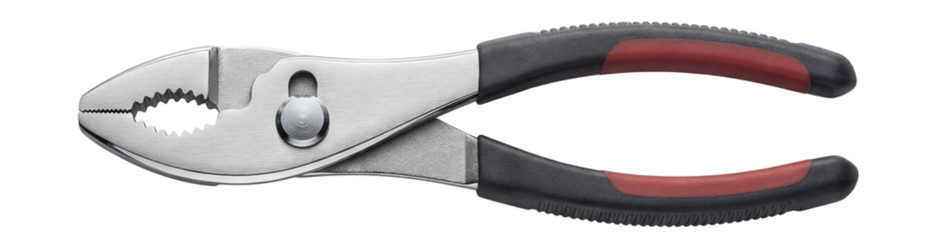 Chrome-vanadium steel slip joint pliers with a wide jaw opening.