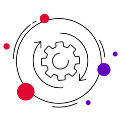 Gear with Reprocessing Sign icon, Recycling Process Gear, Sustainable Industry Symbol, Circular Process Icon, Eco-Friendly Technology Gear