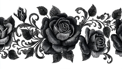 black and white roses