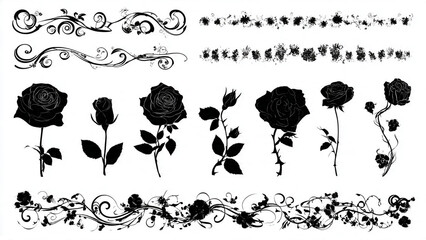 set of floral elements