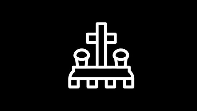 Christian communion elements with cross and chalices on a black background