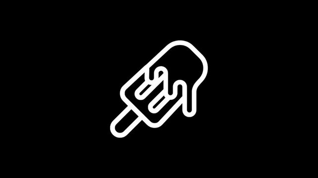 Simple white outline of a melting popsicle on a black background