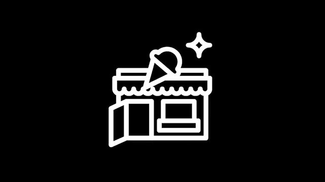 Clean and inviting ice cream shop storefront with a cone on top and sparkling stars