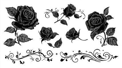set of roses vector