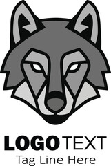 Fototapeta premium Strong wolf head mascot logo vector with bold shapes. Perfect for sports teams, outdoor brands, gaming logos, and powerful brand identities.