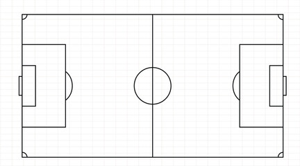 Soccer Field Top View Diagram with Markings and Goals, vector © Jabeda