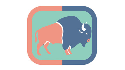 A simplified, color-blocked depiction of a bison within a rounded square