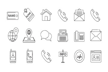 Contact Information and Communication Line Icon Set
