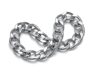 Fototapeta premium Silver Chain Links on White Background.