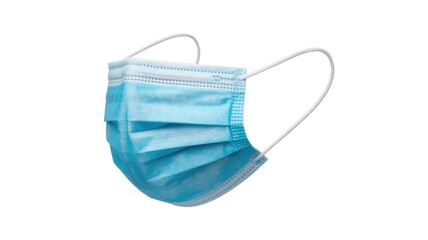 Protective blue surgical face mask with white ear loops for health safety