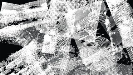 Glitch distorted grungy overlay grange texture. Textured and glitched technology background. Screen print effect .Vector overlay background with a halftone dots screen print texture.
