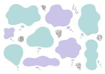 やさしい配色のもやもや吹き出しセット　くすみカラー
