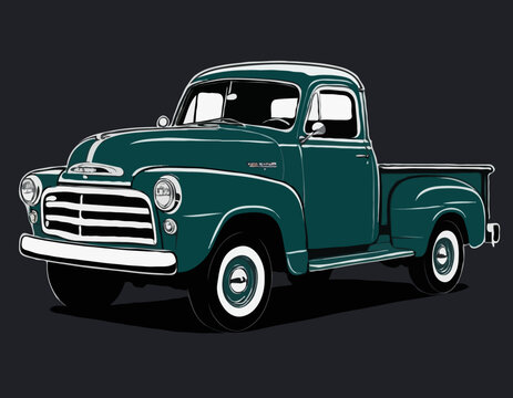 Vintage Pickup Truck Drawing: Classic American Vehicle Illustration