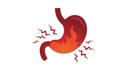 Fototapeta premium Black and white medical vector icons showing stomach pain inflammation infection examination calendar digestion balance and abdominal discomfort 