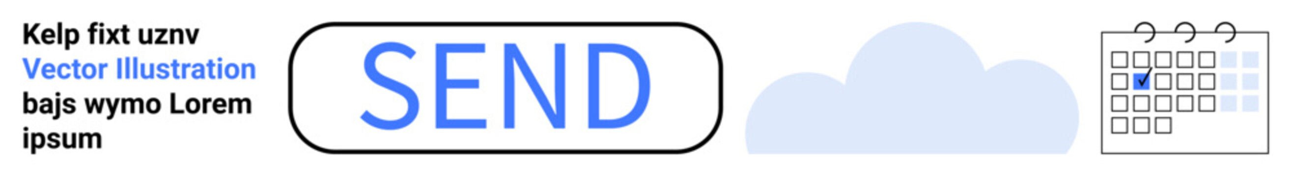 User interaction, digital communication, scheduling tools, cloud storage, task management, productivity. Send button, cloud and calendar checklist icon. Digital communication and scheduling tools