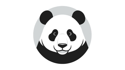 Graphic illustration of a panda face with black markings, set within a grey circle © Tawang