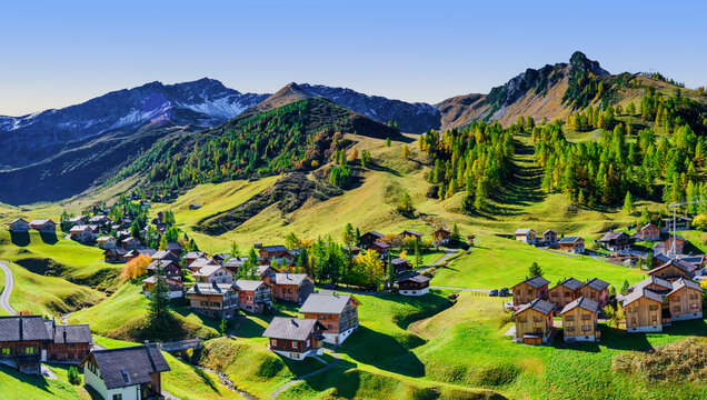 Malbun Alpine Village Chalets on Rolling Green Hills