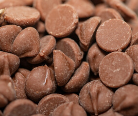 chocolate chips macro background close up