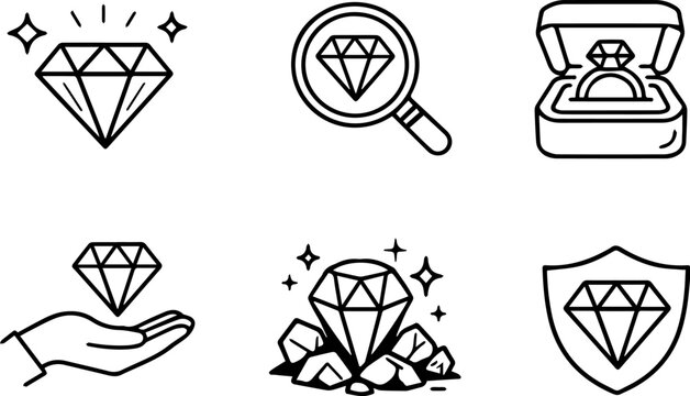 Set of diamond and gem icons. Vector
