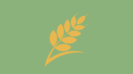 Fototapeta premium A golden wheat stalk in full bloom against a green background, a minimalist illustration