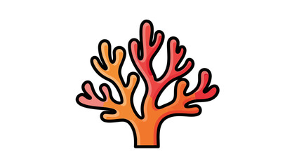 Naklejka premium A cartoon depiction of coral, orange and red, with black outlines, isolated on a white backdrop