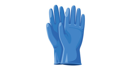 Obraz premium Pair of clean blue rubber gloves, symbolizing protection, safety, and hygiene for various tasks.
