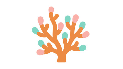 Obraz premium Stylized, abstract coral illustration featuring branches and colorful rounded shapes