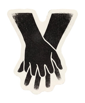 CPR hands position icon paper sticker.