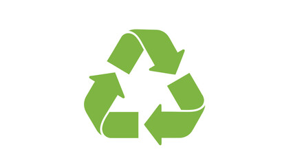 Obraz premium Green recycling symbol composed of three curved arrows in a triangular configuration, on white