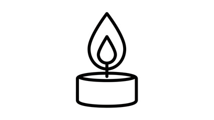 Fototapeta premium A minimalist black-outlined illustration of a lit candle with a teardrop-shaped flame