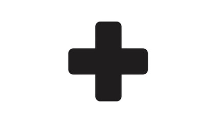 Obraz premium A black cross with rounded corners on a white background. Simple and minimalist