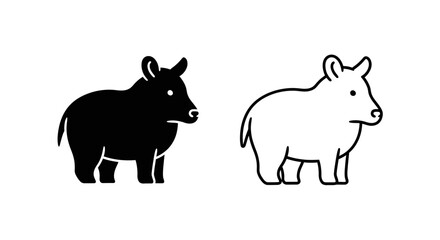 Obraz premium Cute Farm Cow or Bull Animal Silhouette Vector Icon Livestock Graphic