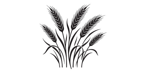 Black Wheat Silhouette Minimal Botanical Grain Illustration for Agriculture and Nature Design. © Noor