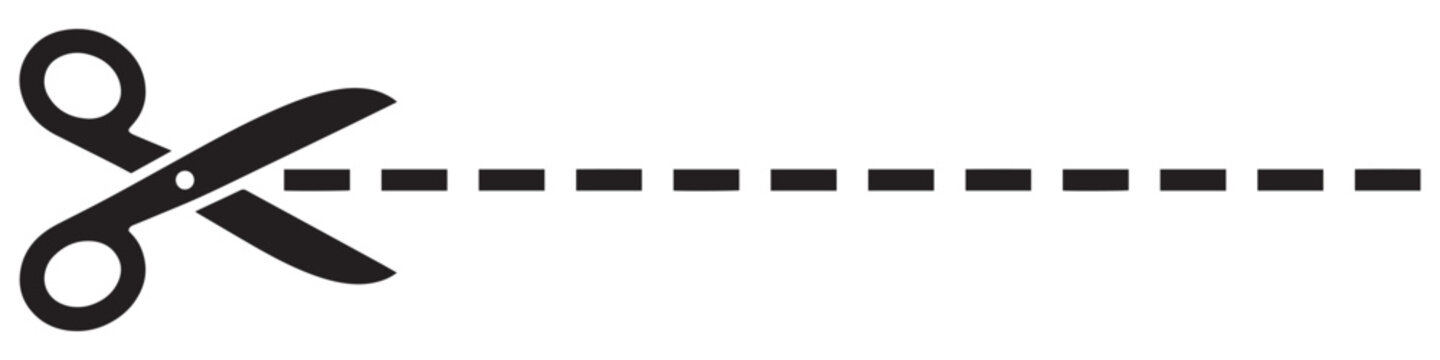 Scissors Cut Line Icon Minimalist Coupon and Trim Symbol.