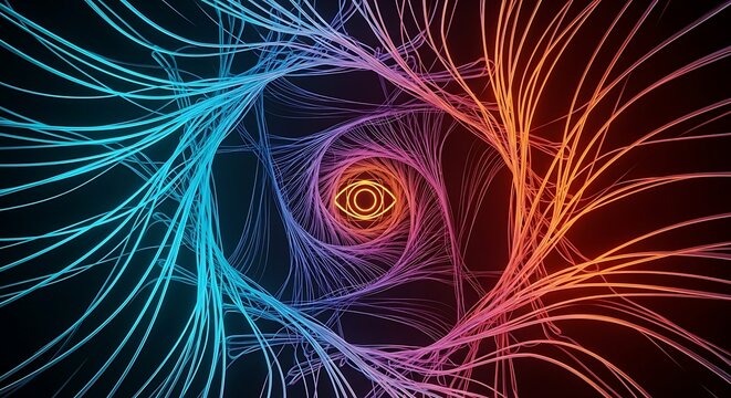 Psychedelic Hyper Space Tunnel of Glowing Lines &mdash; Futuristic Abstract Stock Image
