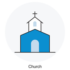 Church icon, Place of Worship, Sacred Christian Sanctuary, House of Prayer, Spiritual Fellowship Center, vector